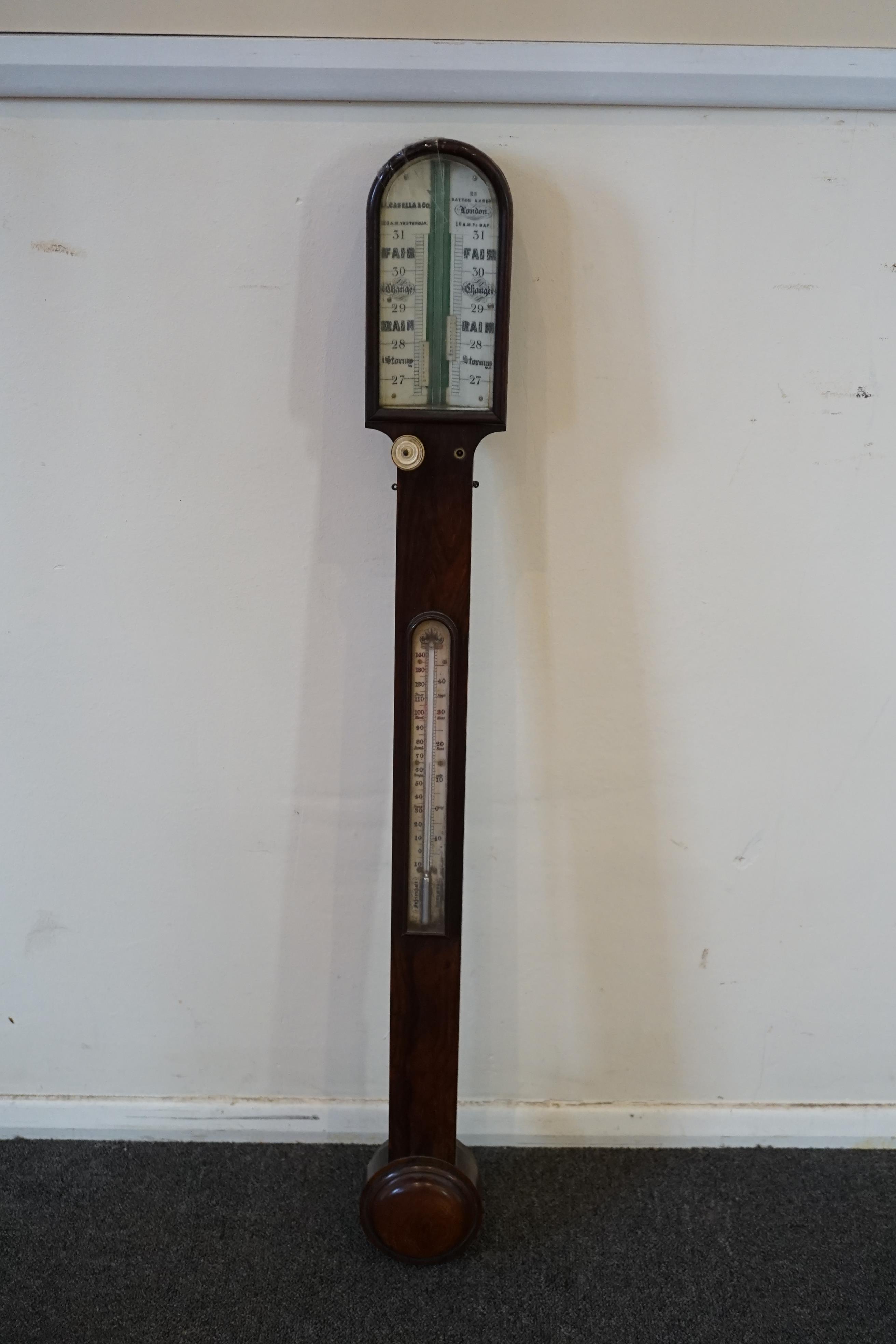 An early Victorian rosewood stick barometer